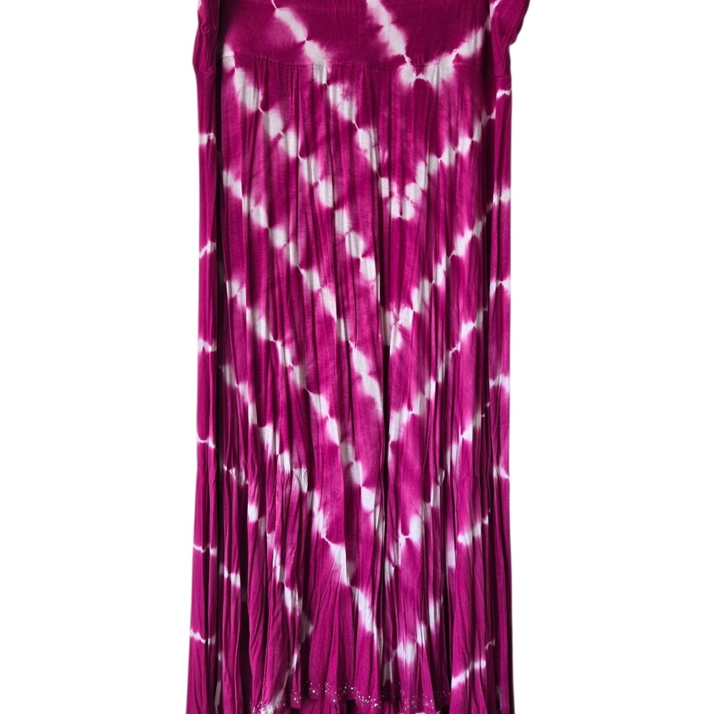 Pink Pleated Hi- Low Maxi Skirt for Resort Wear